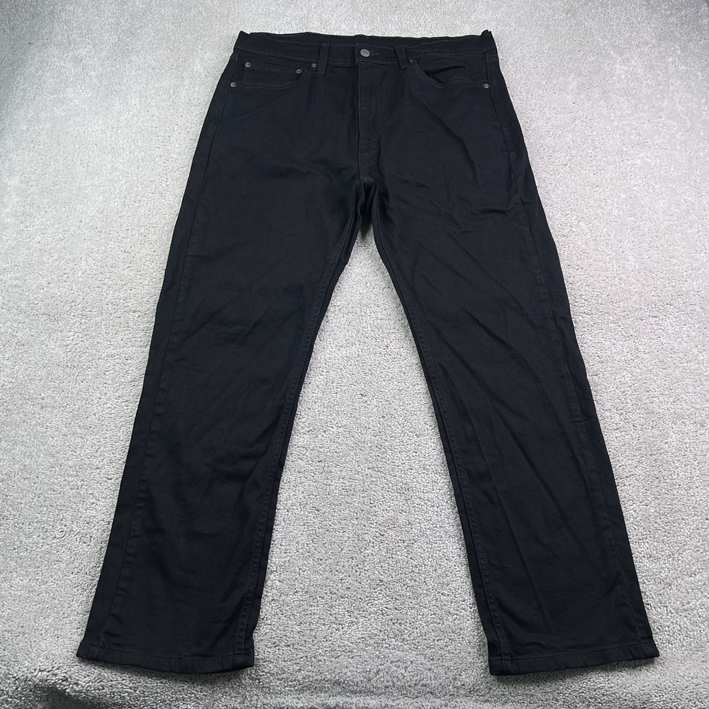 Levis Jeans Mens 36x30 Black 505 Regular Fit Straight Leg Stretch Denim Pants